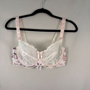 Aubade Paris 34D Comfort Full Cup Underwire Bra Sheer Lace Lingerie Floral NWOT